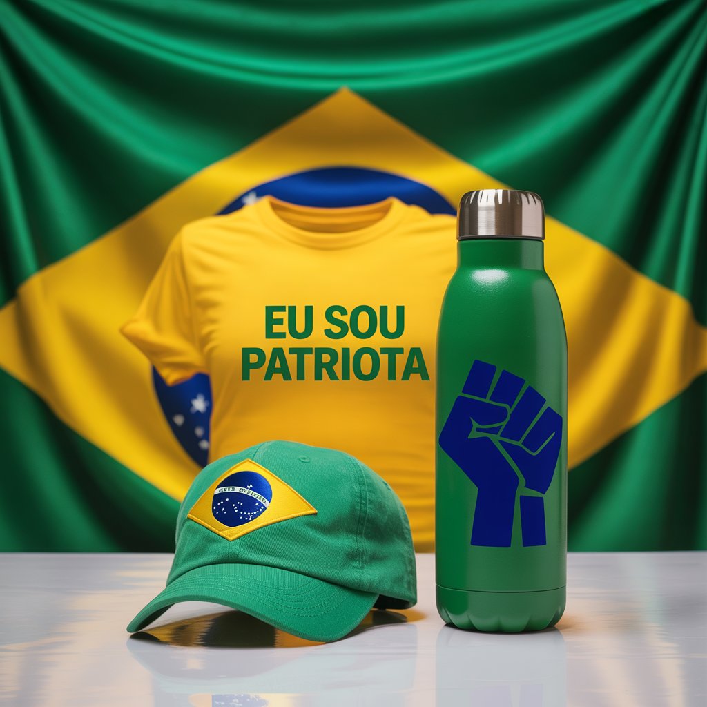 Kit Patriota Completo com Camisa, Boné e Garrafa